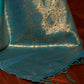 Mitera Blue & Gold-Toned Woven Design Zari Silk Blend Banarasi Saree | Swadesiicart