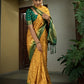 Vardha Scarlet Yellow Golden Zari Banarasi Raw Silk Saree | Swadesiicart