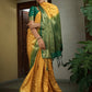 Vardha Scarlet Yellow Golden Zari Banarasi Raw Silk Saree | Swadesiicart