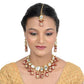 Tehzeeb Creations Back Meenakari Gold-Polished Maroon Color Tika Earring Jewellery Set Uncut Kundan Big Faux Kundan Dibbi Kundan Choker Necklace Set | Swadesiicart