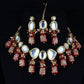 Tehzeeb Creations Back Meenakari Gold-Polished Maroon Color Tika Earring Jewellery Set Uncut Kundan Big Faux Kundan Dibbi Kundan Choker Necklace Set | Swadesiicart