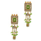 Tehzeeb Creations Meenakari Gold-Polished Green Color Rectangular Shape Uncut Kundan Combo Necklace Set - Swadesiicart