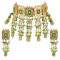 Tehzeeb Creations Meenakari Gold-Polished Green Color Rectangular Shape Uncut Kundan Combo Necklace Set - Swadesiicart