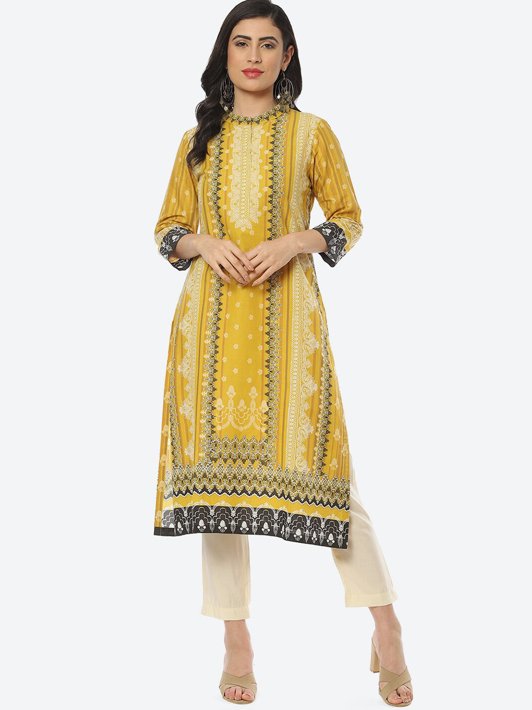 Biba Women Ethnic Motif Printed Cotton Kurta - Swadesiicart