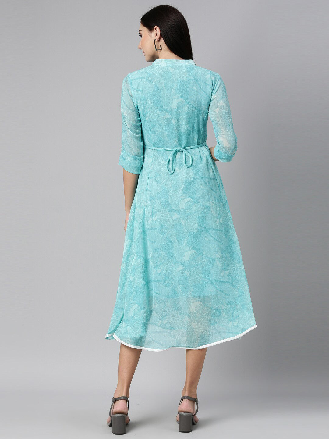 Souchii Women Floral Chiffon A-Line Midi Dress - Swadesiicart