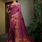 Vardha Magenta Pink Golden Zari Banarasi Raw Silk Saree | Swadesiicart