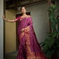 Vardha Magenta Pink Golden Zari Banarasi Raw Silk Saree | Swadesiicart