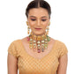 Tehzeeb Creations Meenakari Gold-Polished Multi Color Rectangular Shape Uncut Kundan Combo Necklace Set - Swadesiicart