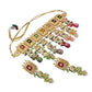 Tehzeeb Creations Meenakari Gold-Polished Multi Color Rectangular Shape Uncut Kundan Combo Necklace Set - Swadesiicart