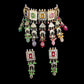 Tehzeeb Creations Meenakari Gold-Polished Multi Color Rectangular Shape Uncut Kundan Combo Necklace Set - Swadesiicart
