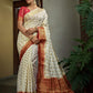 Vardha Adorn Ivory Golden Zari Banarasi Raw Silk Saree | Swadesiicart