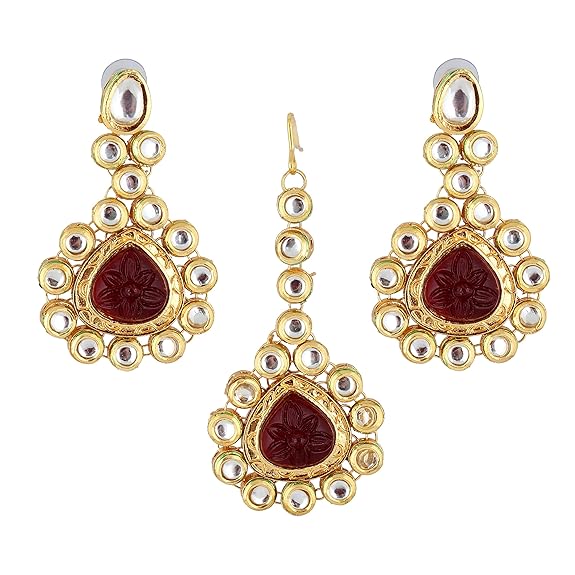 Tehzeeb Creations Back Meenakari Gold-Polished Multicolor Color Tika Earring Jewellery Set Uncut Big Faux Kundan Dibbi Kundan Choker Necklace Set | Swadesiicart
