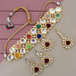 Tehzeeb Creations Back Meenakari Gold-Polished Multicolor Color Tika Earring Jewellery Set Uncut Big Faux Kundan Dibbi Kundan Choker Necklace Set | Swadesiicart