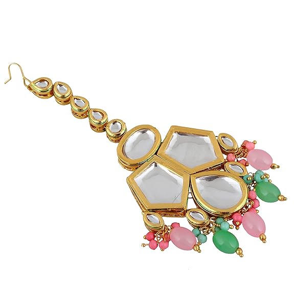 Tehzeeb Creations Back Meenakari Gold-Polished MultiColor Set Uncut Big Faux Kundan Choker Necklace Set | Swadesiicart