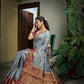 Vardha Royal Grey Golden Zari Banarasi Raw Silk Saree | Swadesiicart