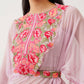 Tikhi Imli Lavender & Pink Floral Embroidered Belted Saree | Swadesiicart