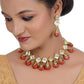 Tehzeeb Creations Back Meenakari Gold-Polished Red Color Square Shape Earring Jewellery Set Uncut Kundan Big Faux Kundan Dibbi Kundan Necklace Set - Swadesiicart