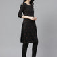 ADA Women Black & Rust Orange Chikankari Embroidered Sustainable Handloom Kurta with Trousers | Swadesiicart