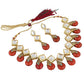Tehzeeb Creations Back Meenakari Gold-Polished Red Color Square Shape Earring Jewellery Set Uncut Kundan Big Faux Kundan Dibbi Kundan Necklace Set - Swadesiicart