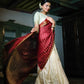 Vardha Maroon Red-Ivory White Golden Zari Banarasi Raw Silk Saree | Swadesiicart