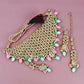 Tehzeeb Creations Designer Pink and Mint Color Choker Stone Necklace Set | Swadesiicart