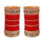 Tehzeeb Creations Bridal Bangle Set Golden White & Red Stone Chuda, Wedding punjabi Choora Fashion Chura Set for Women - Swadesiicart