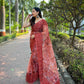 Vamsee Gunjan Red Organza Saree - Swadesiicart