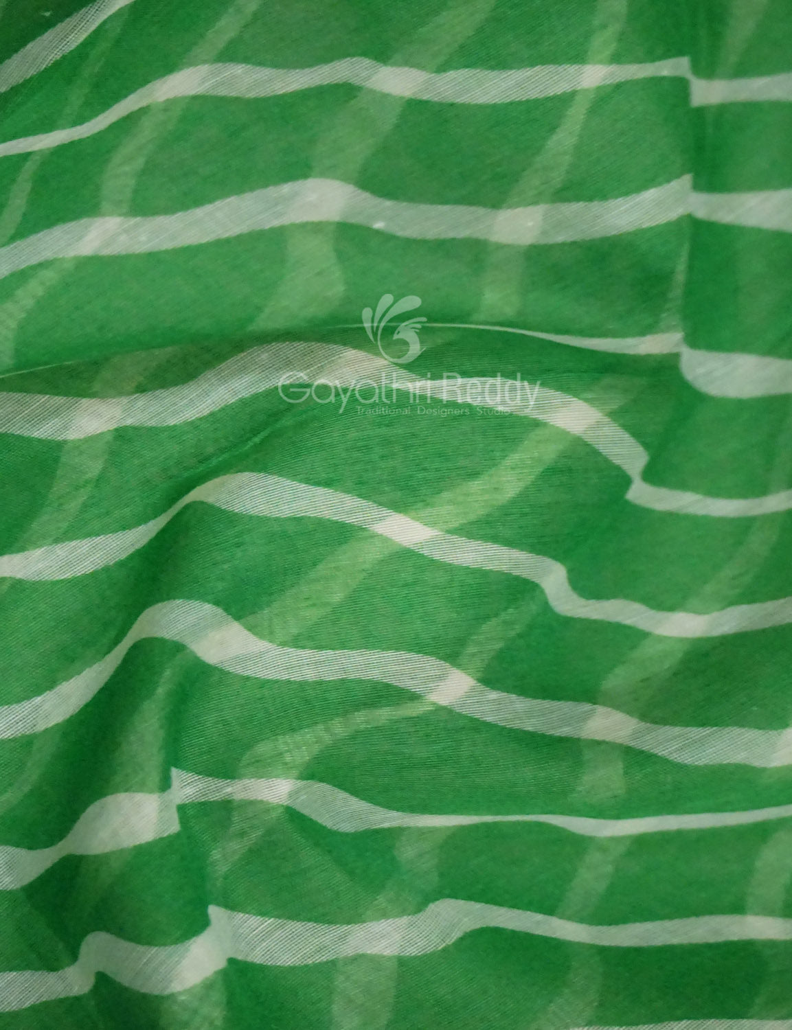 Shades of Parrot Green Leheriya Print Semi Chanderi Saree By Gayathri Reddy Designer Studio | Swadesiicart