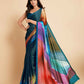 Sangria Navy Blue & Violet Satin Ready to Wear Saree | Swadesiicart
