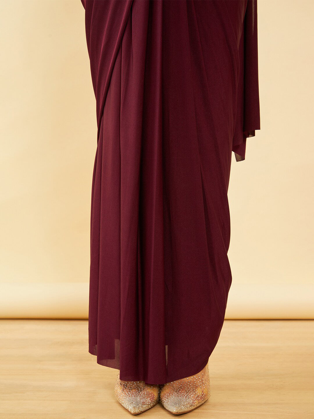 Soch Maroon Beads and Stones Ready to Wear Saree | Swadesiicart