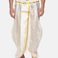 Sethukrishna Men Cream-Coloured & Golden Solid Silk Dhoti | Swadesiicart