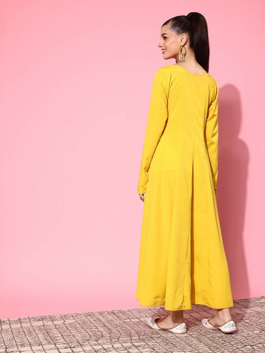 Ahalyaa Women's Traditional wear Ethnic Dress - Mustard | Swadesiicart