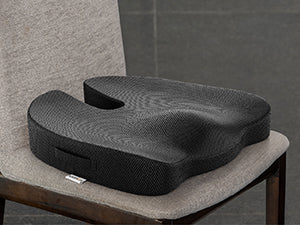 FOVERA Orthopedic Coccyx Seat Cushion for Tailbone Pain | 2-Years Warranty | Memory Foam Chair Pad for Sciatica & Back Pain Relief (18 x 17 Inch), Fits Up to 120Kg Wt, for Chair & Car (Mesh Black)