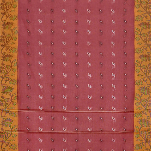 Exclusive Collection 100% Pure Cotton Mauve Tant Saree With Hand Weaving Work - Swadesiicart