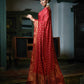 Vardha Ruby Red-Peach Golden Zari Banarasi Raw Silk Saree | Swadesiicart