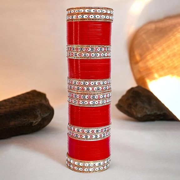 Tehzeeb Creations Bridal Bangle Set Red Designer Chura Wedding Punjabi Choora Fashion Jewellery Chuda Set - Swadesiicart
