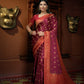 Vardha Ruby Pink Golden Zari Banarasi Satin Silk Saree | Swadesiicart