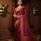 Vardha Ruby Pink Golden Zari Banarasi Satin Silk Saree | Swadesiicart