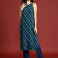 Anouk Leheriya Printed Halter Neck Thread Work Kurta - Swadesiicart