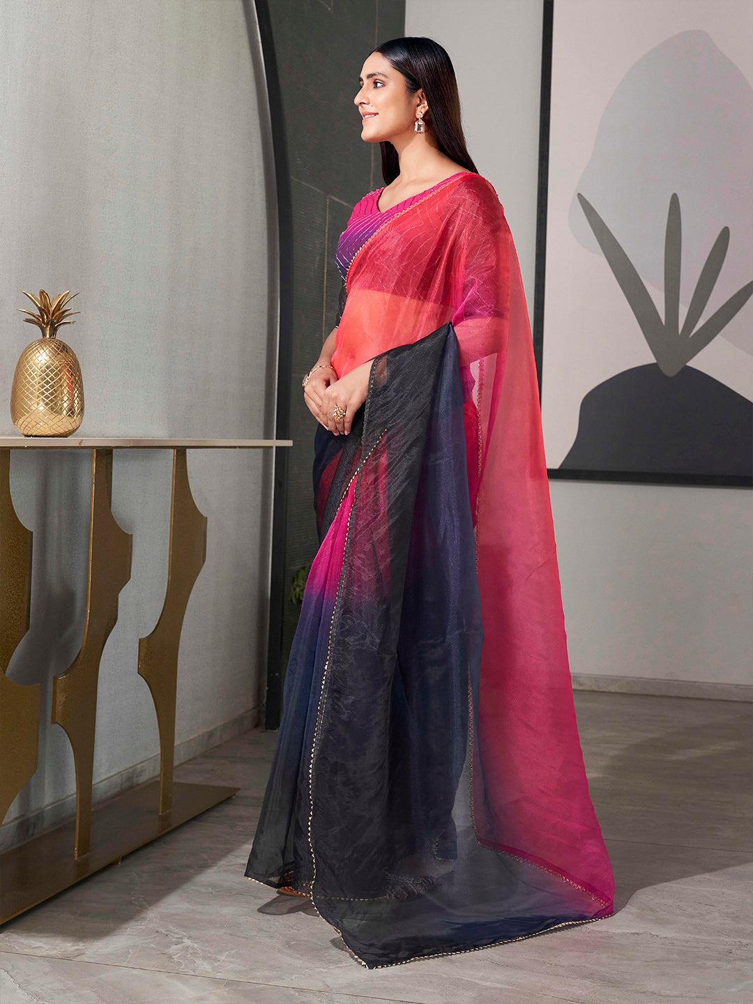 Tikhi Imli Organza Saree | Swadesiicart