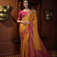Vardha Sunset Yellow Golden Zari Banarasi Satin Silk Saree | Swadesiicart