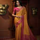 Vardha Sunset Yellow Golden Zari Banarasi Satin Silk Saree | Swadesiicart