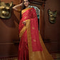 Vardha Myrtle Red Golden Zari Banarasi Satin Silk Saree | Swadesiicart