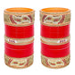 Tehzeeb Creations Bridal Bangle Set Designer Golden White & Red Stone Chuda Bridal Wedding Choora Fashion Chura For Women - Swadesiicart