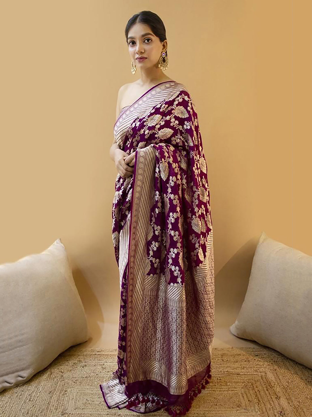 Kalini Ethnic Motifs Woven Design Banarasi Silk Kanjeevaram Saree | Swadesiicart