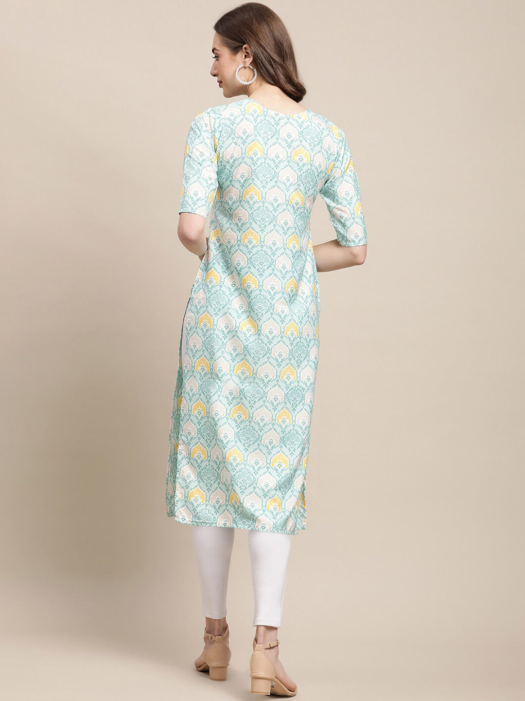 Kalini Women Teal & Blue Ethnic Motifs Printed Crepe Pack of 2 Kurtas | Swadesiicart