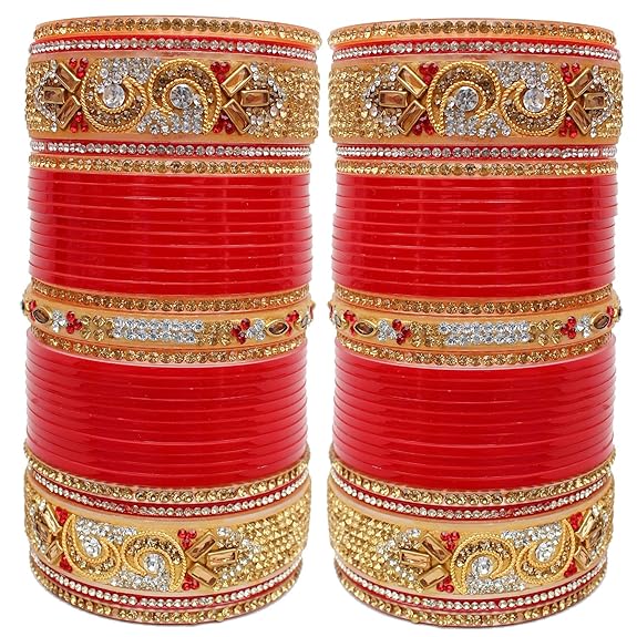 Tehzeeb Creations Bangle Set for Women (Red) - Swadesiicart