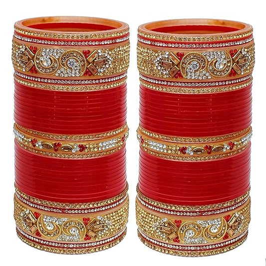 Tehzeeb Creations Bangle Set for Women (Red) - Swadesiicart