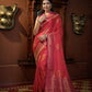 Vardha Myrtle Pink Golden Zari Banarasi Satin Silk Saree | Swadesiicart