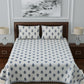 LIVING ROOTS White & Navy Blue Printed 210 TC Cotton 1 Extra Large Bedsheet with 2 Pillow Covers - Swadesiicart